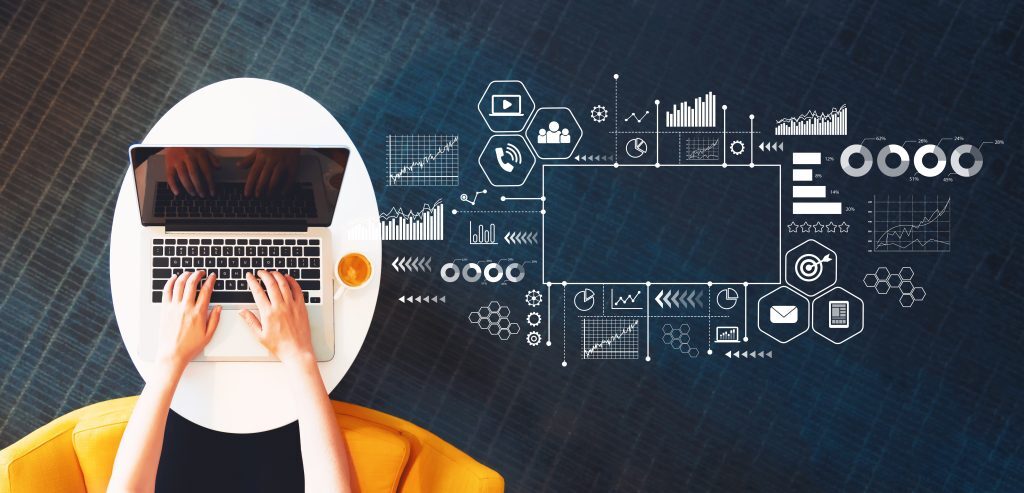 Digital marketing concept with laptop